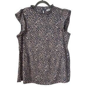 Women's Ruffle Sleeve Leopard Print Babydoll Top